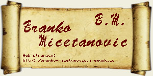Branko Mičetanović vizit kartica